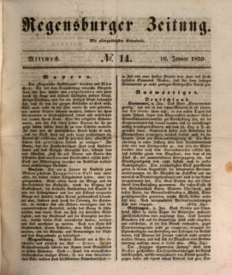 Regensburger Zeitung Mittwoch 16. Januar 1839