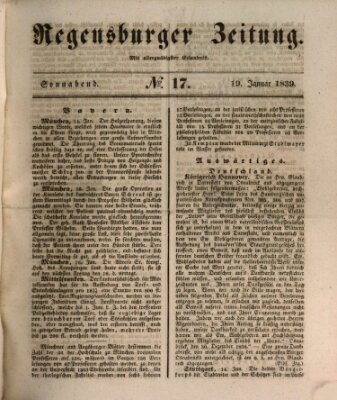 Regensburger Zeitung Samstag 19. Januar 1839