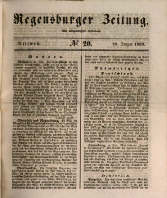 Regensburger Zeitung Mittwoch 23. Januar 1839