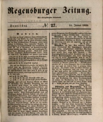 Regensburger Zeitung Donnerstag 31. Januar 1839