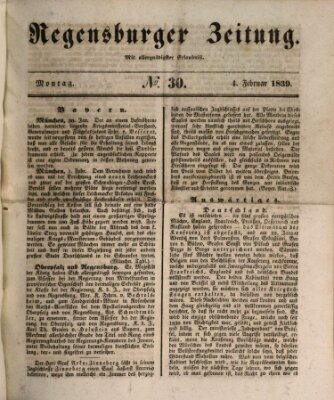 Regensburger Zeitung Montag 4. Februar 1839