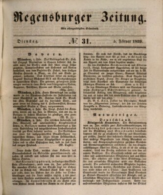 Regensburger Zeitung Dienstag 5. Februar 1839