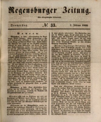 Regensburger Zeitung Donnerstag 7. Februar 1839