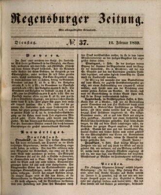 Regensburger Zeitung Dienstag 12. Februar 1839