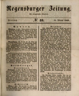 Regensburger Zeitung Freitag 15. Februar 1839