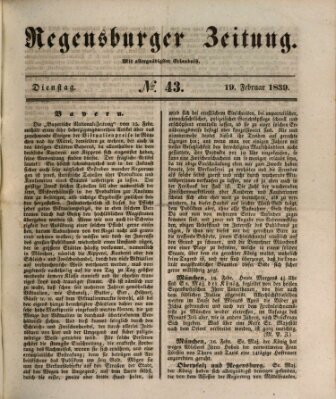 Regensburger Zeitung Dienstag 19. Februar 1839