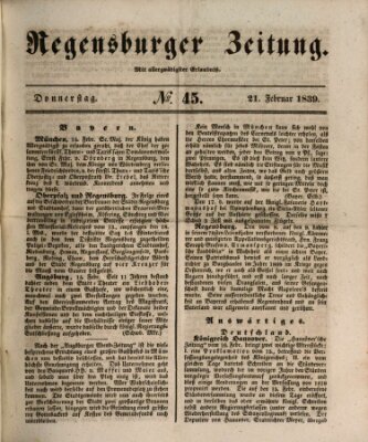 Regensburger Zeitung Donnerstag 21. Februar 1839