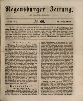 Regensburger Zeitung Montag 11. März 1839