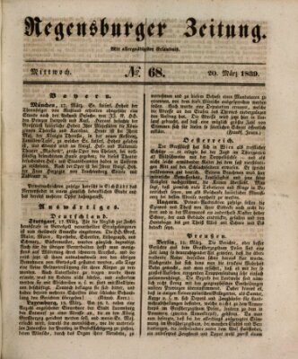 Regensburger Zeitung Mittwoch 20. März 1839