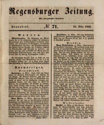 Regensburger Zeitung Samstag 23. März 1839