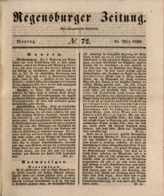 Regensburger Zeitung Montag 25. März 1839