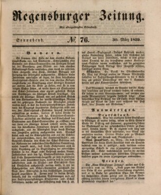 Regensburger Zeitung Samstag 30. März 1839