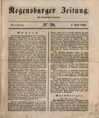 Regensburger Zeitung Dienstag 2. April 1839