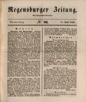 Regensburger Zeitung Donnerstag 11. April 1839