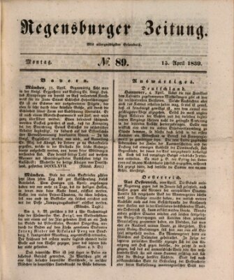 Regensburger Zeitung Montag 15. April 1839