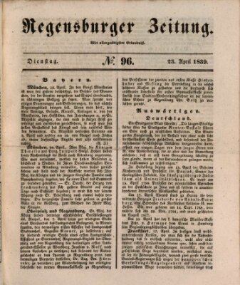 Regensburger Zeitung Dienstag 23. April 1839