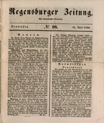 Regensburger Zeitung Donnerstag 25. April 1839