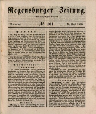 Regensburger Zeitung Montag 29. April 1839