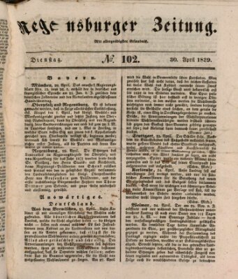 Regensburger Zeitung Dienstag 30. April 1839