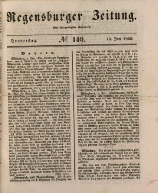 Regensburger Zeitung Donnerstag 13. Juni 1839