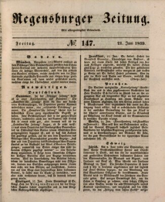 Regensburger Zeitung Freitag 21. Juni 1839