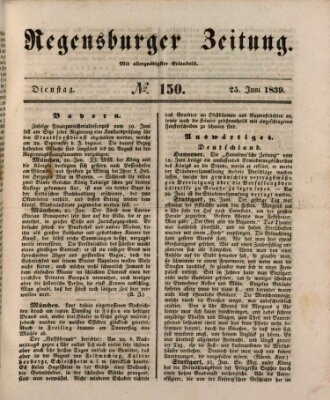 Regensburger Zeitung Dienstag 25. Juni 1839