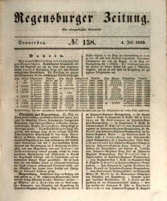 Regensburger Zeitung Donnerstag 4. Juli 1839