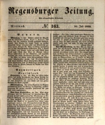 Regensburger Zeitung Mittwoch 10. Juli 1839