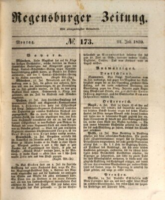 Regensburger Zeitung Montag 22. Juli 1839