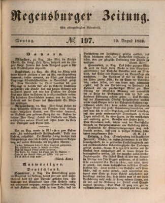 Regensburger Zeitung Montag 19. August 1839