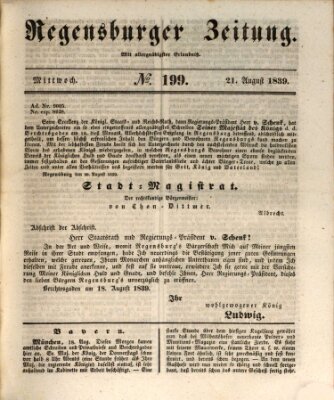 Regensburger Zeitung Mittwoch 21. August 1839