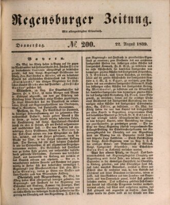 Regensburger Zeitung Donnerstag 22. August 1839