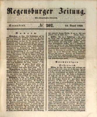 Regensburger Zeitung Samstag 24. August 1839