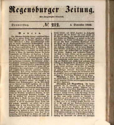 Regensburger Zeitung Donnerstag 5. September 1839