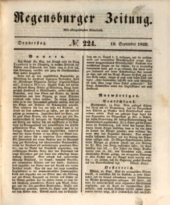 Regensburger Zeitung Donnerstag 19. September 1839