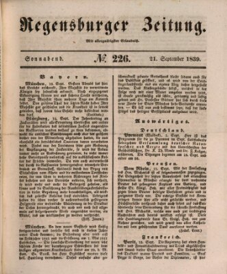 Regensburger Zeitung Samstag 21. September 1839