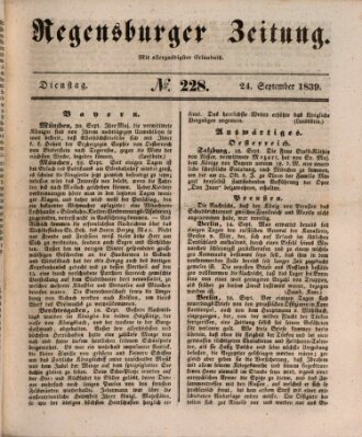 Regensburger Zeitung Dienstag 24. September 1839