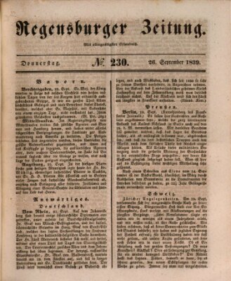 Regensburger Zeitung Donnerstag 26. September 1839