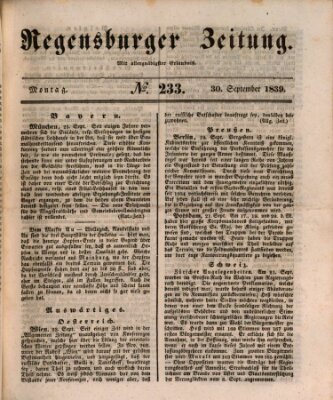 Regensburger Zeitung Montag 30. September 1839