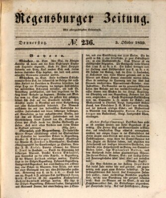 Regensburger Zeitung Donnerstag 3. Oktober 1839