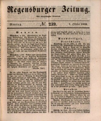 Regensburger Zeitung Montag 7. Oktober 1839