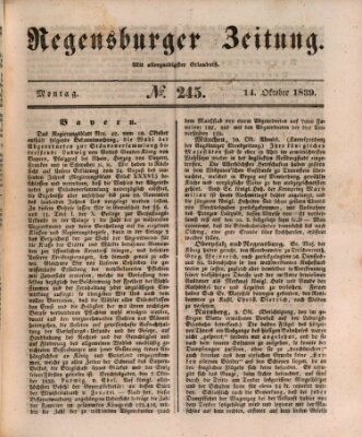 Regensburger Zeitung Montag 14. Oktober 1839