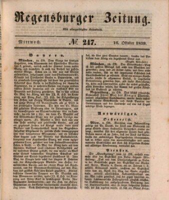 Regensburger Zeitung Mittwoch 16. Oktober 1839