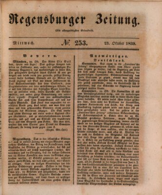 Regensburger Zeitung Mittwoch 23. Oktober 1839