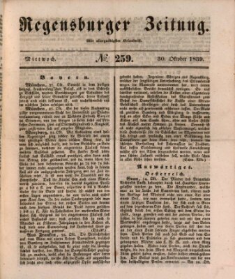 Regensburger Zeitung Mittwoch 30. Oktober 1839