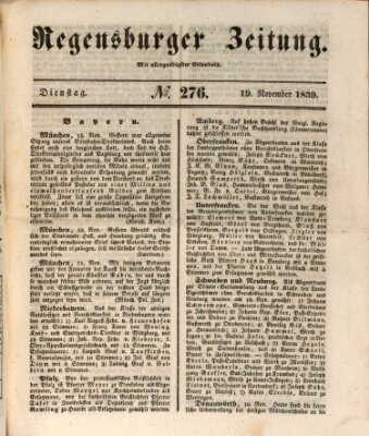 Regensburger Zeitung Dienstag 19. November 1839