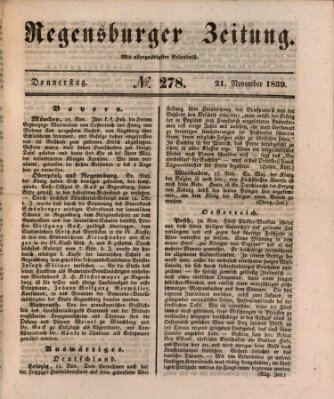 Regensburger Zeitung Donnerstag 21. November 1839