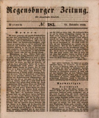 Regensburger Zeitung Mittwoch 27. November 1839
