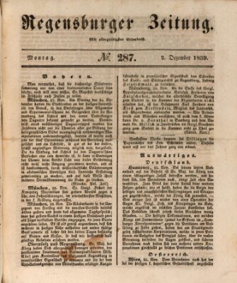 Regensburger Zeitung Montag 2. Dezember 1839