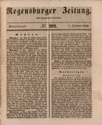 Regensburger Zeitung Samstag 7. Dezember 1839